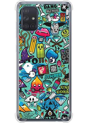 Чехол силикон с усиленными углами на телефон samsung galaxy a71 2020 a715f стикер бомбинг 1 "693sp-1826-58250"