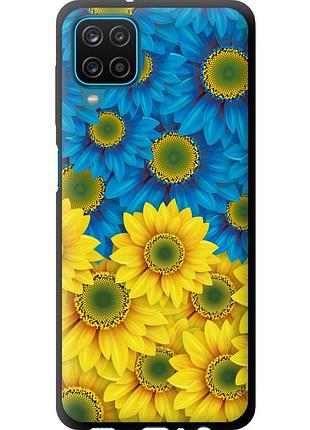 Чехол tpu патриотический на телефон samsung galaxy a12 a125f жёлто-голубые цветы "1048b-2201-58250"