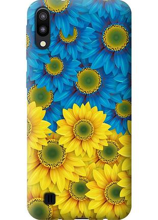 Чохол силіконовий патріотичний на телефон samsung galaxy m10 жовто-блакитні квіти "1048u-1661-58250"