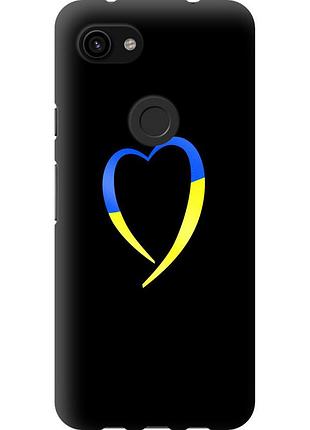 Чехол 2d пластиковый патриотический на телефон google pixel 3a xl жёлто-голубое сердце "885t-1713-58250"