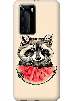 Чехол 2d пластиковый на телефон huawei p40 pro енотик с арбузом "4605t-1839-58250"
