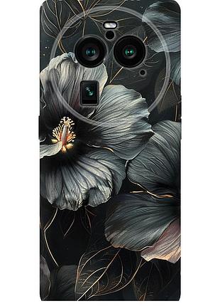 Чехол силиконовый на телефон oppo find x6 pro черные цветы "6031u-3041-58250"