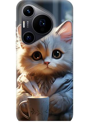 Чехол силиконовый на телефон huawei pura 70 white cat "5646u-3703-58250"