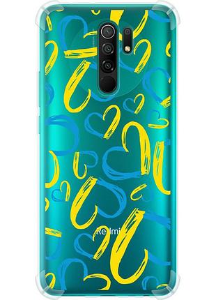 Чехол силикон с усиленными углами патриотический на телефон xiaomi redmi 9 сердца ua "5292sp-2019-58250"