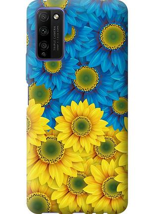 Чехол силиконовый патриотический на телефон huawei honor 30 lite жёлто-голубые цветы "1048u-2074-58250"
