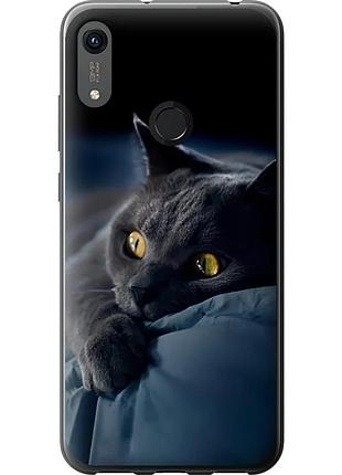 Чехол 2d пластиковый на телефон huawei y6s дымчатый кот "825t-1871-58250"