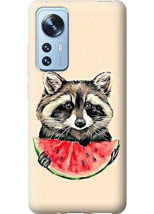 Чехол силиконовый на телефон xiaomi 12 енотик с арбузом "4605u-2555-58250"