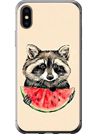 Чехол силиконовый на телефон iphone xs енотик с арбузом "4605u-1583-58250"