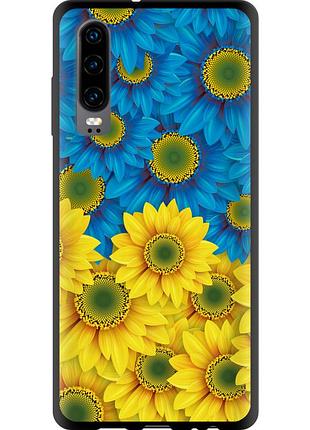 Чехол tpu патриотический на телефон huawei p30 жёлто-голубые цветы "1048b-1622-58250"