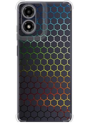 Чехол силикон с усиленными углами на телефон motorola moto g04 переливающиеся соты "498sp-3747-58250"