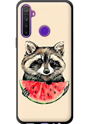 Чехол tpu на телефон realme 5 енотик с арбузом "4605b-1862-58250"
