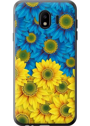 Чехол 2d пластиковый патриотический на телефон samsung galaxy j4 2018 жёлто-голубые цветы "1048t-1487-58250"