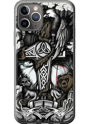 Чохол 2d пластиковий на телефон iphone 11 pro тату вікінг "4098t-1788-58250"