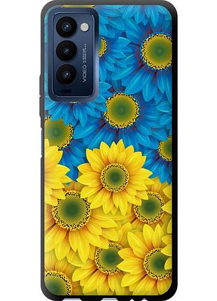 Чохол tpu патріотичний на телефон tecno camon 18 ch6n жовто-блакитні квіти "1048b-2524-58250"
