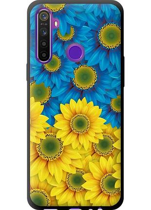 Чехол tpu патриотический на телефон realme 5 жёлто-голубые цветы "1048b-1862-58250"