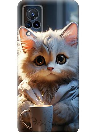 Чохол силіконовий на телефон vivo v21 білий кіт "5646u-2368-58250"