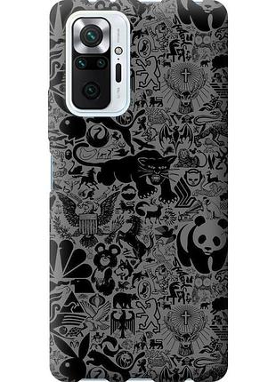 Чехол силиконовый на телефон xiaomi redmi note 10 pro чёрно-серый стикер бомбинг "2432u-2297-58250"