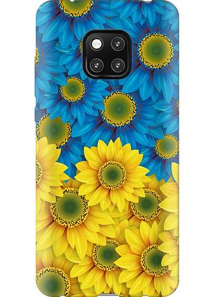 Чохол 2d пластиковий патріотичний на телефон huawei mate 20 pro жовто-блакитні квіти "1048t-1567-58250"