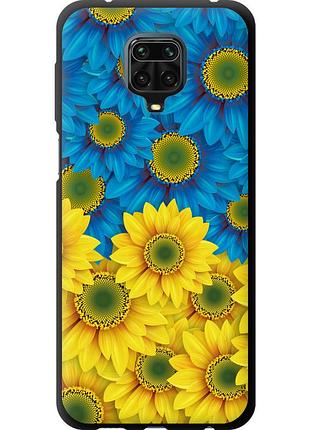 Чехол tpu патриотический на телефон xiaomi redmi note 9 pro жёлто-голубые цветы "1048b-1911-58250"