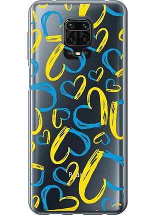 Чехол силиконовый патриотический на телефон xiaomi redmi note 9s сердца ua "5292u-2029-58250"