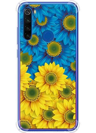 Чехол силикон с усиленными углами патриотический на телефон xiaomi redmi note 8t жёлто-голубые цветы "1048sp-1818-58250"