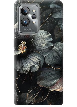 Чехол силиконовый на телефон realme gt2 pro черные цветы "6031u-2566-58250"