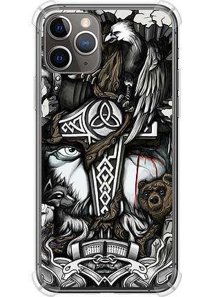 Чехол силикон с усиленными углами на телефон iphone 11 pro тату викинг "4098sp-1788-58250"