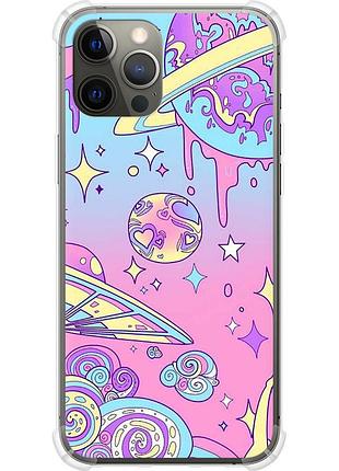Чехол силикон с усиленными углами на телефон iphone 12 pro max розовая галактика "4146sp-2054-58250"