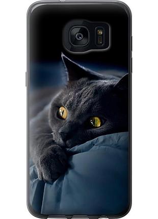 Чехол силиконовый на телефон samsung galaxy s7 edge g935f дымчатый кот "825u-257-58250"