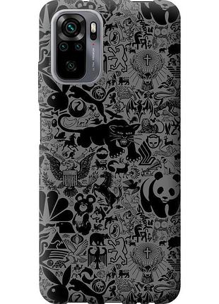 Чохол силіконовий на телефон xiaomi poco m5s чорно-сірий стікер бомбінг "2432u-3117-58250"