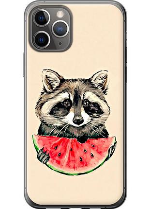 Чехол 2d пластиковый на телефон iphone 11 pro енотик с арбузом "4605t-1788-58250"