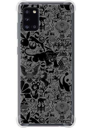 Чехол силикон с усиленными углами на телефон samsung galaxy a31 a315f чёрно-серый стикер бомбинг "2432sp-1908-58250"