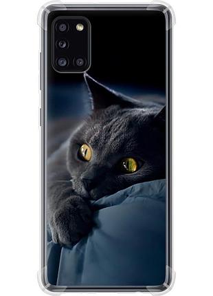 Чохол силіконовий протиударний с посиленими кутами на телефон samsung galaxy a31 a315f димчастий кіт "825sp-1908-58250"