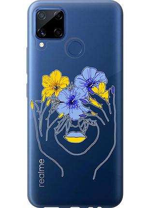 Чохол силіконовий патріотичний на телефон realme c15 дівчина v4 "5276u-2063-58250"