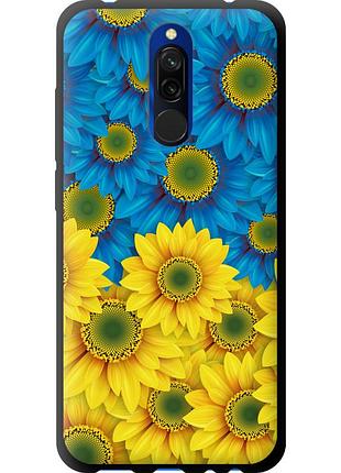 Чохол tpu патріотичний на телефон xiaomi redmi 8 жовто-блакитні квіти "1048b-1806-58250"