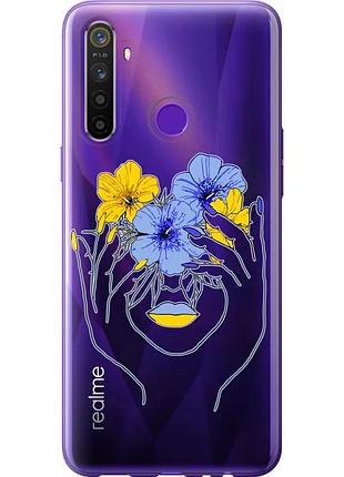 Чехол 2d пластиковый патриотический на телефон realme 5 девушка v4 "5276t-1862-58250"