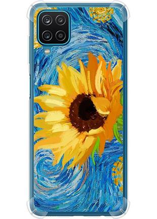 Чехол силикон с усиленными углами патриотический на телефон samsung galaxy a12 a125f цветы желто-голубые "5308sp-2201-58250"