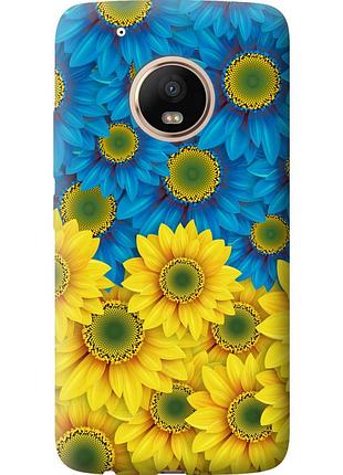 Чехол силиконовый патриотический на телефон motorola moto g5 plus жёлто-голубые цветы "1048u-1038-58250"