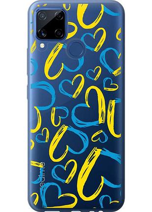 Чохол силіконовий патріотичний на телефон realme c15 серця ua "5292u-2063-58250"