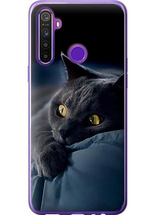 Чехол 2d пластиковый на телефон realme 6i дымчатый кот "825t-2059-58250"