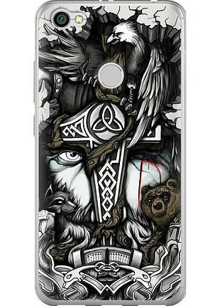 Чехол 2d пластиковый на телефон xiaomi redmi note 5a prime тату викинг "4098t-1063-58250"
