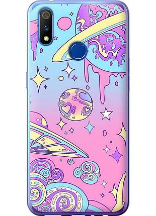 Чехол силиконовый на телефон realme 3 pro розовая галактика "4146u-1863-58250"