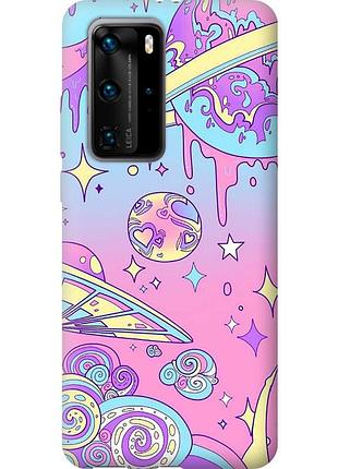 Чехол 2d пластиковый на телефон huawei p40 pro розовая галактика "4146t-1839-58250"
