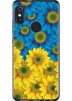 Чохол 2d пластиковий патріотичний на телефон xiaomi redmi note 5 жовто-блакитні квіти "1048t-1516-58250"