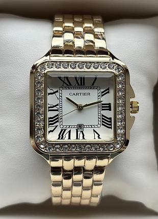 Хит! женские часы на браслете cartier золотого цвета