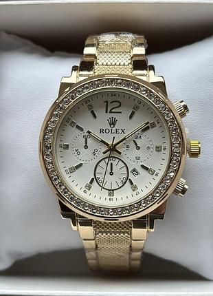Топ! женские часы на браслете rolex золотого цвета