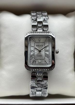 Хит! женские часы на браслете rolex серебристого цвета