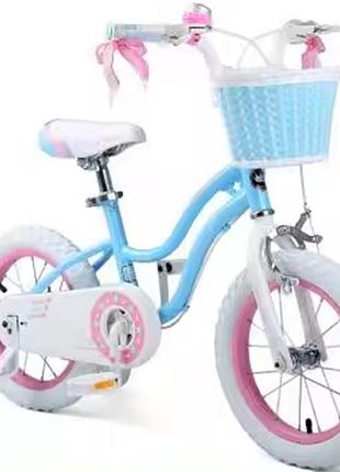 Велосипед детский двухколесный royalbaby stargirl 16" для девочки голубой с корзинкой