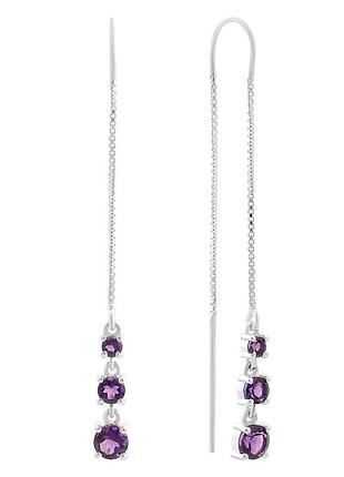 Серебряные серьги proba с натуральным аметистом 1.783ct (2167570)