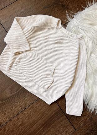 Білий молочний вʼязаний светр кофта для дитини 9-12 міс 80 см зара zara на осінь зиму весну